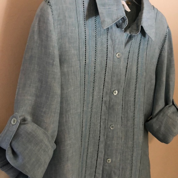 dbLIFE linen eyelet button down shirt - Picture 3 of 16